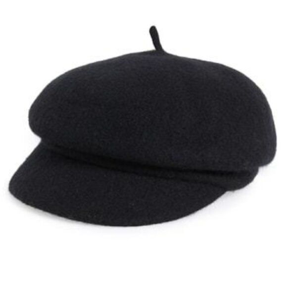 NEW Frye Bryce Wool Felt Newsboy Cap in Black in Size S/M